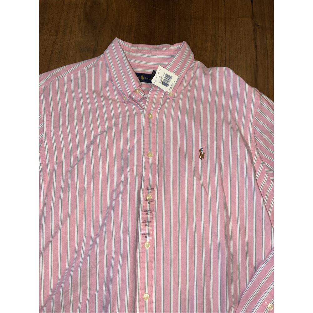 Ralph Lauren Men's Size XL Pink & Blue Long Sleeve Button Up Iconic Oxford Shirt